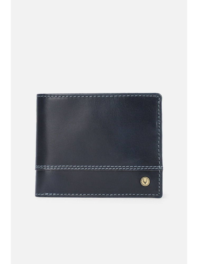 Allen Solly Men Navy Blue Solid Leather Wallet-image-6