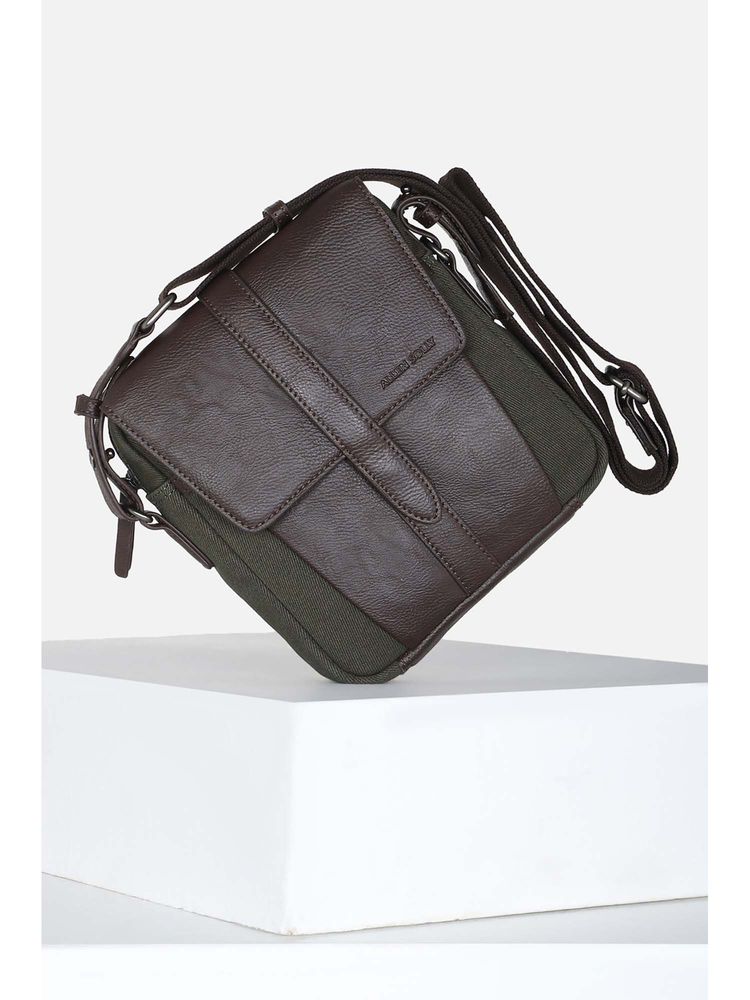 Allen Solly Men Casual Textured Olive Sling Bag-picture-11