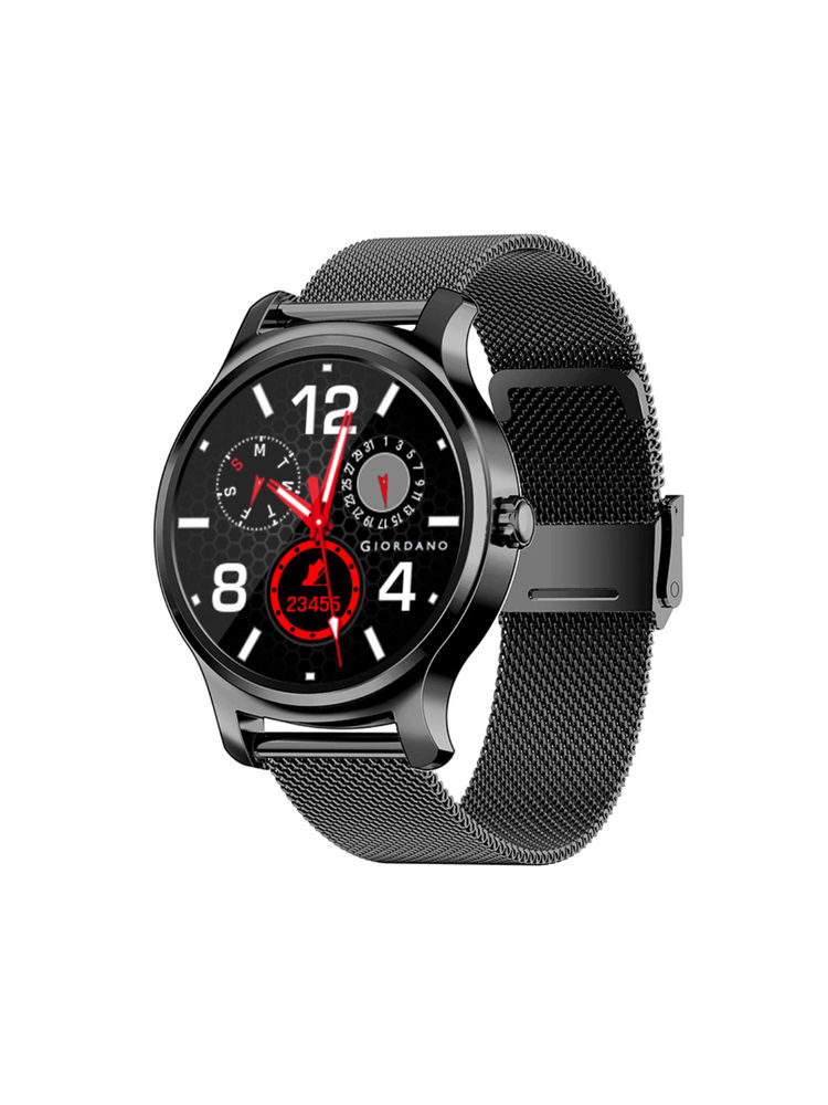 Giordano Black Smart Watch With Bluetooth Voice Calling,1.28 Display & Health Monitoring - GT01-BK