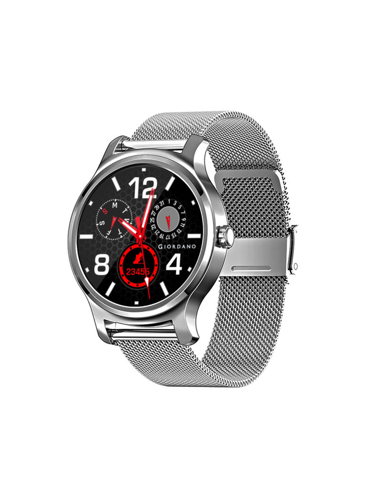 Giordano Silver Smart Watch With Bluetooth Voice Calling,1.28 Display & Health Monitoring - GT01-SS