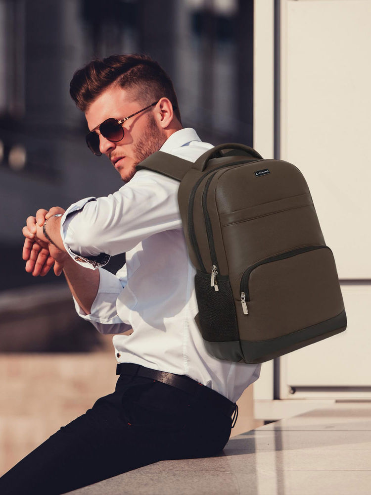 Giordano Unisex Brown Pu Spacious & Durable Backpack-picture-26