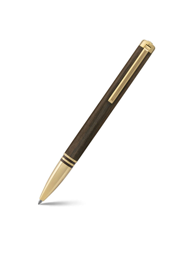 Lapis Bard Contemporary Torque Hickory Ballpoint Pen - Brown with Gold Trims-image-2
