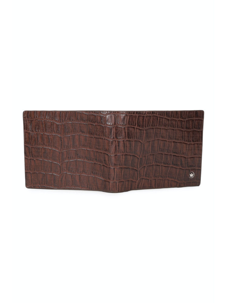 Louis Philippe Men Brown Croc Textured Bifold Made from Premium Leather Card Wallet (Free Size)-picture-27