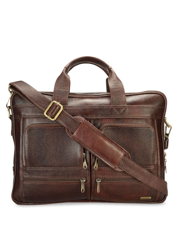 Teakwood Brown Solid Laptop Bag (Free Size)-image-10
