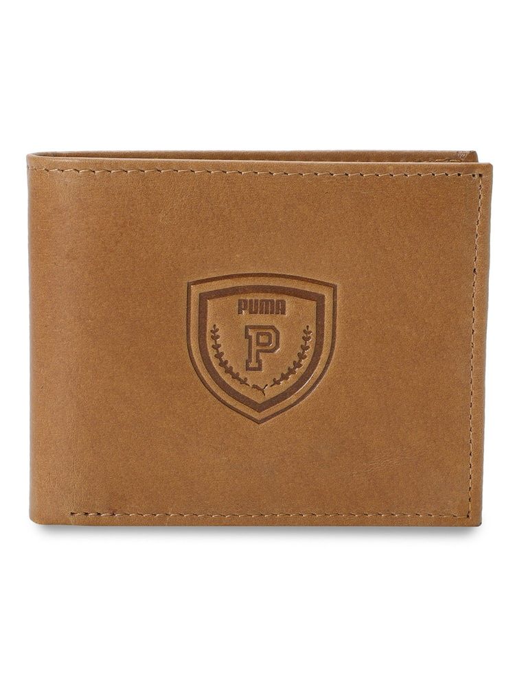 Puma Brown Logo Unisex Leather Wallet