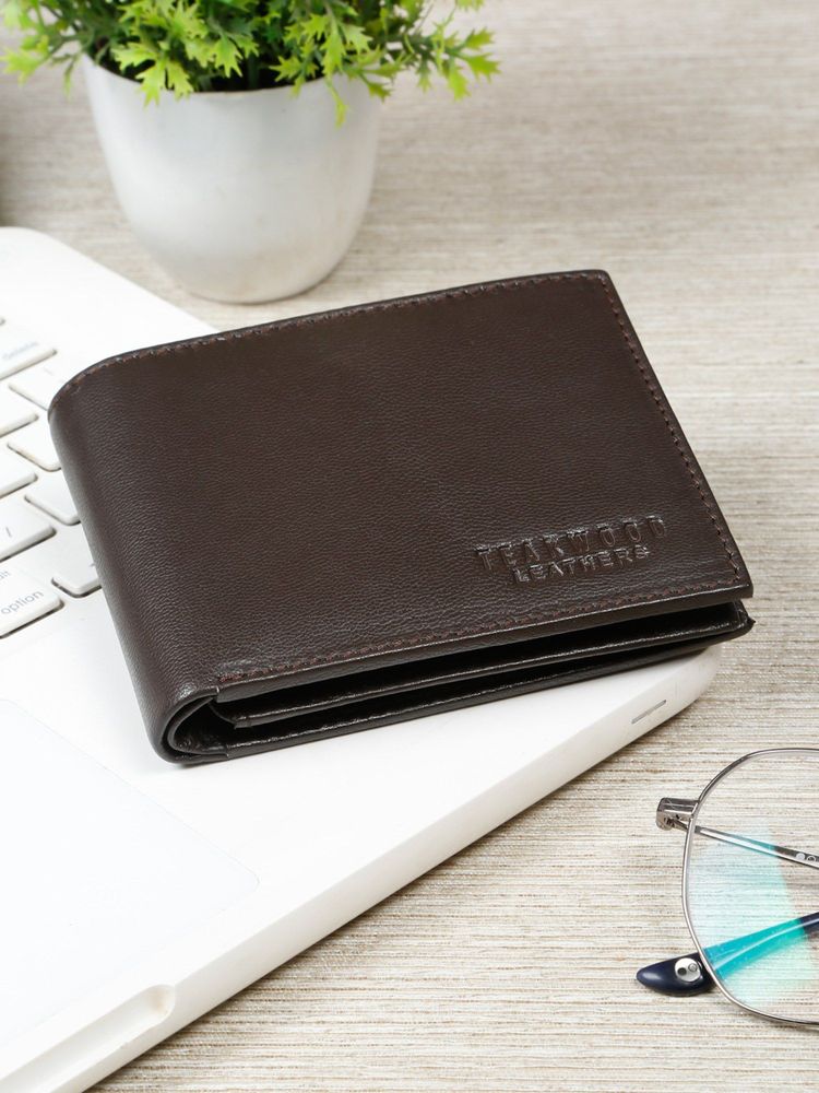 Teakwood Mens Brown Leather Bi-Fold Wallet-image-40