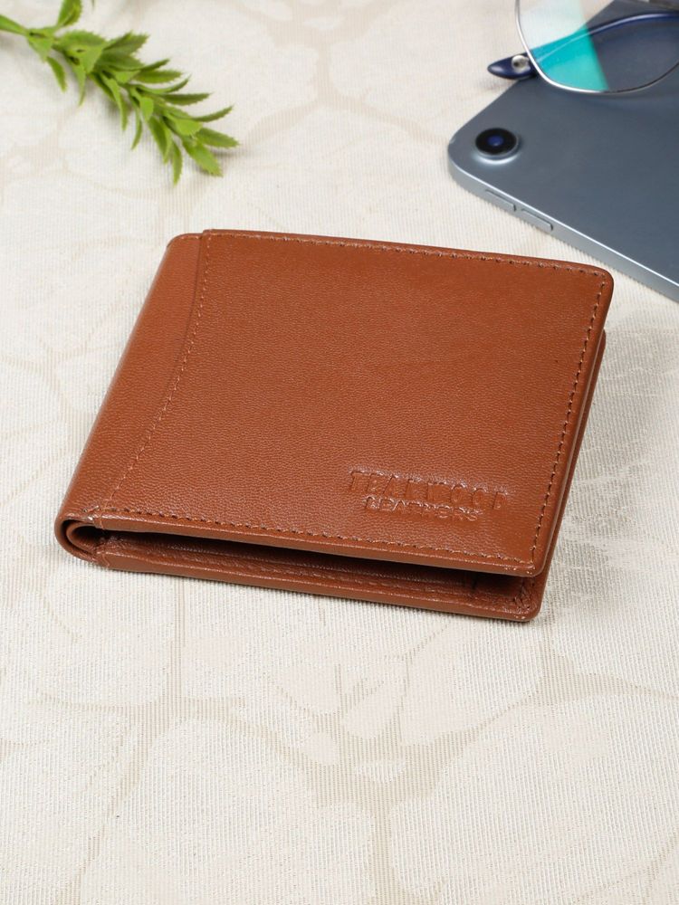Teakwood Mens Tan Solid Leather Two Fold Wallet-picture-21