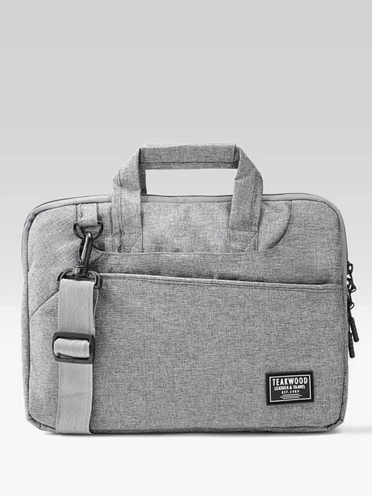 Teakwood Unisex Khadi Grey 15 Inch Laptop Bag with Detachable Strap-picture-18