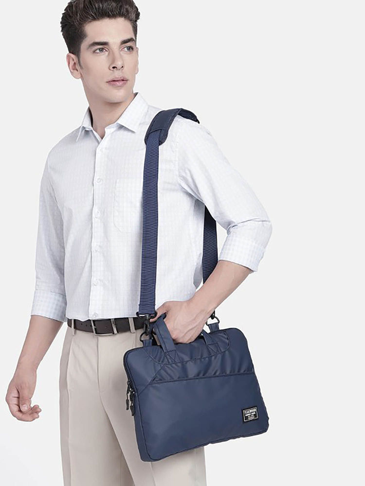 Teakwood Unisex Navy 15 Inch Laptop Bag with Detachable Strap-image-3
