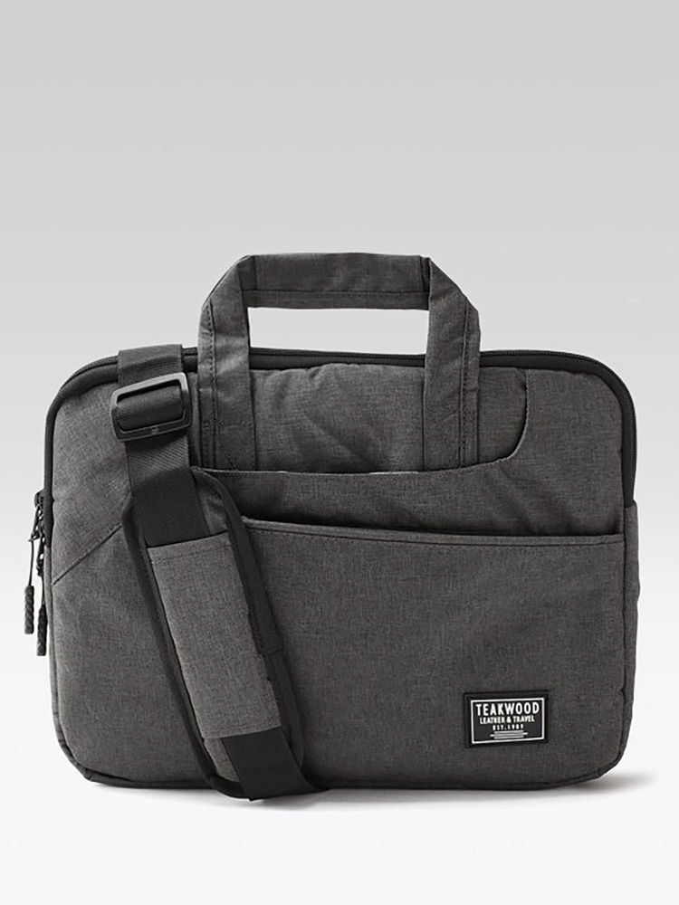Teakwood Unisex Khadi Black 15 Inch Laptop Bag with Detachable Strap-picture-34