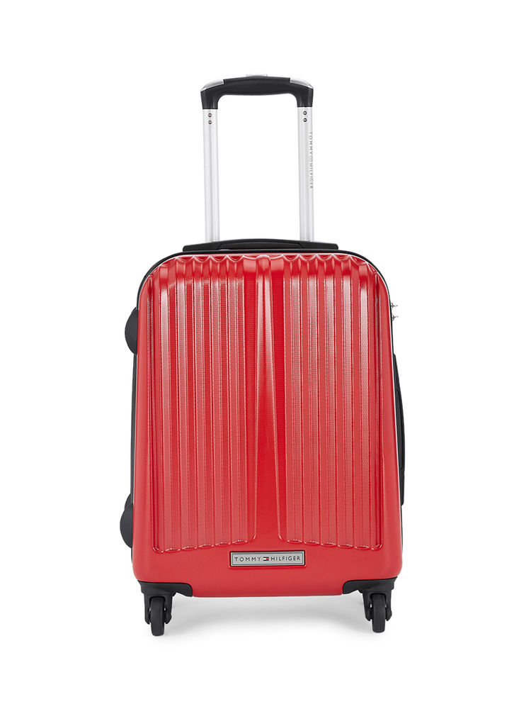 Tommy Hilfiger Crystal Hard Luggage Trolley Bag Textured Mid Red-image-2