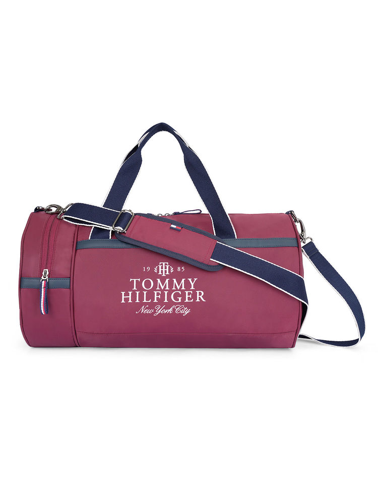 Tommy Hilfiger Duffel Bag for Men Gym Bag Tototwa Wine with Detachable Strap