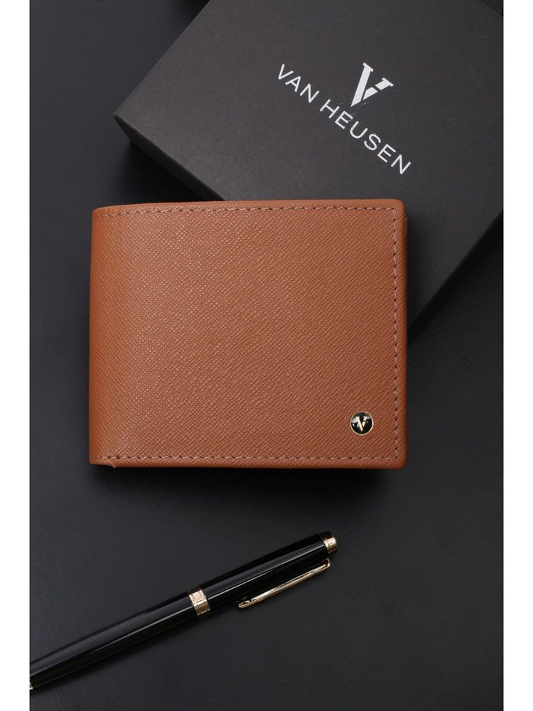 Van Heusen Men Formal Brown Textured Wallet-image-21