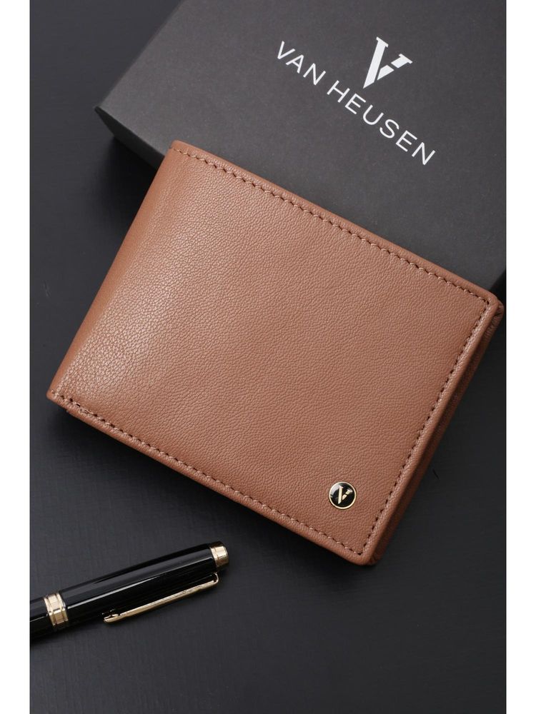 Van Heusen Men Formal Brown Textured Wallet-image-17