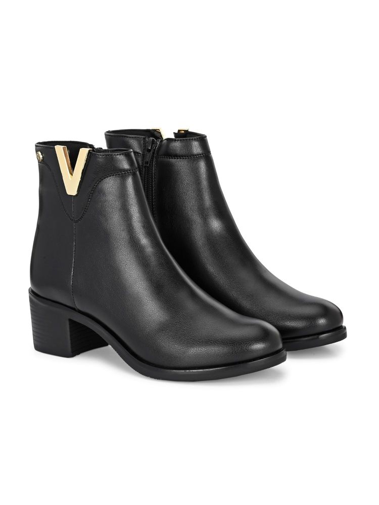 Delize Black women’s vegan leather, mid heel Casual Boots-picture-16