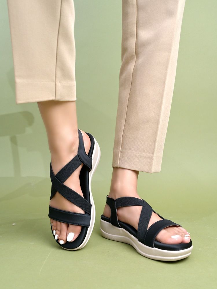 Shoetopia Black Orthopedic Walking Sandals-picture-16