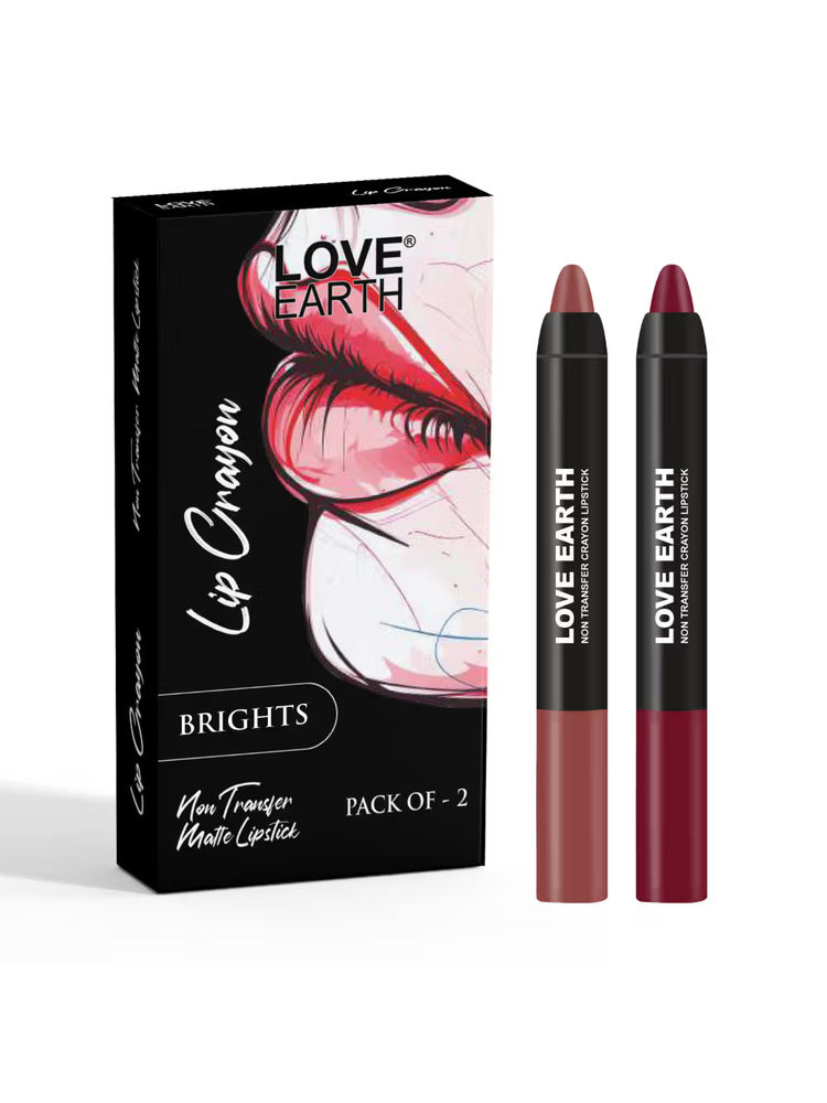 Love Earth Lip Crayon Non-Transfer Lipstick Pack of 2