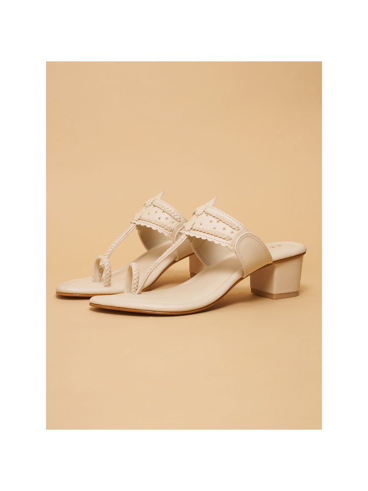 Eridani Alia Kolhapuri Heels Off White-image-2
