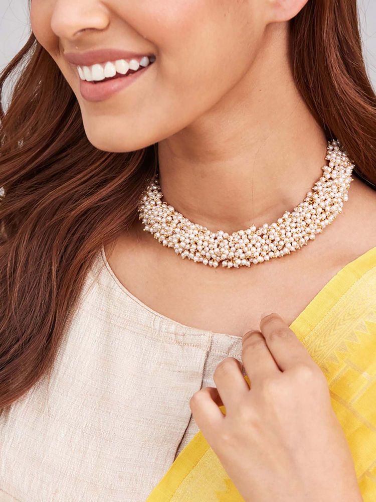 fabindia fashion Fabindia White Metal Short Necklace-picture-25