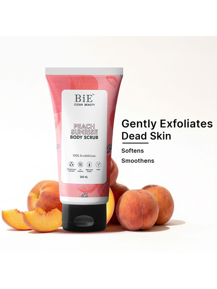 BiE Peach Sunrise Body Scrub - Gently Exfoliates, Removes Dead Skin & Brightens Mild Exfoliator-image-9