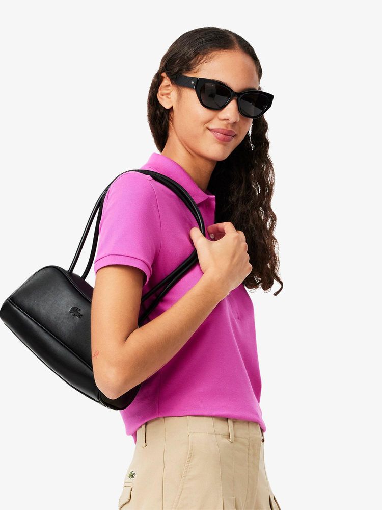 Lacoste Black Lora Leather Shoulder bag-image-27