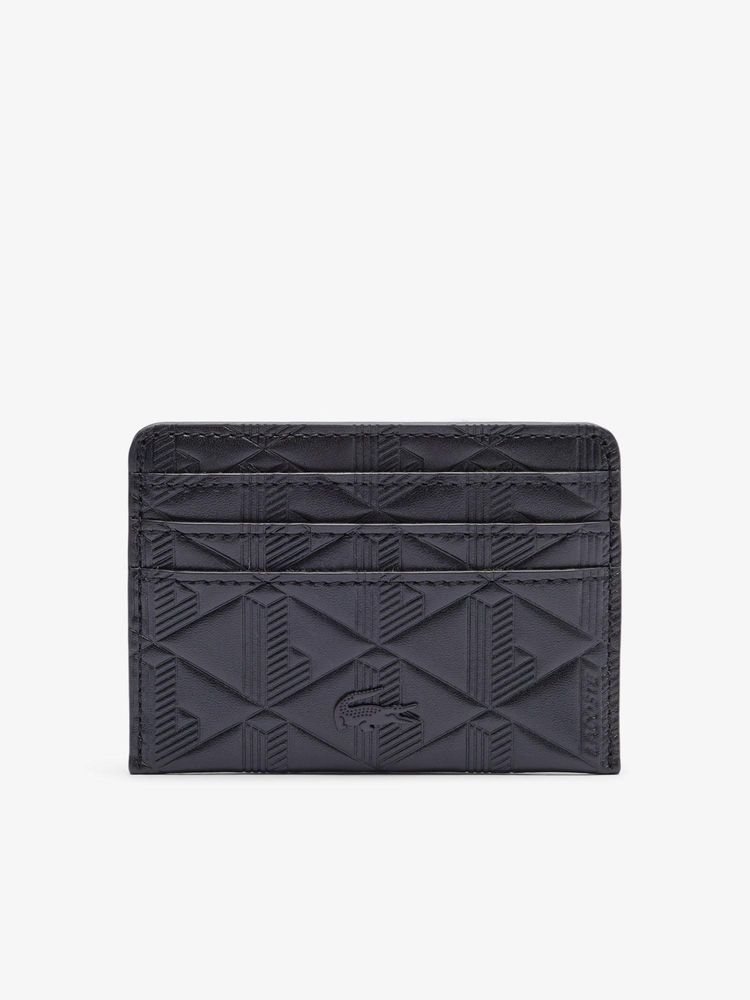 Lacoste Black Maheki Embossed Leather Card Holder-picture-10