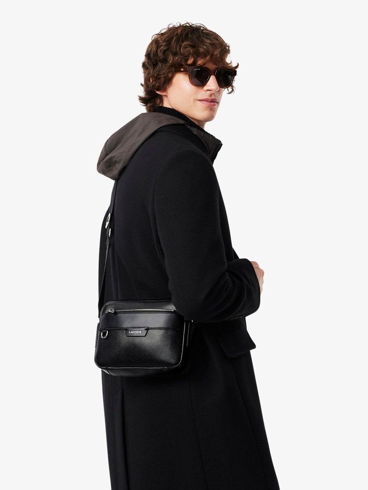 Lacoste Black Ossian Leather Reporter Bag-picture-11