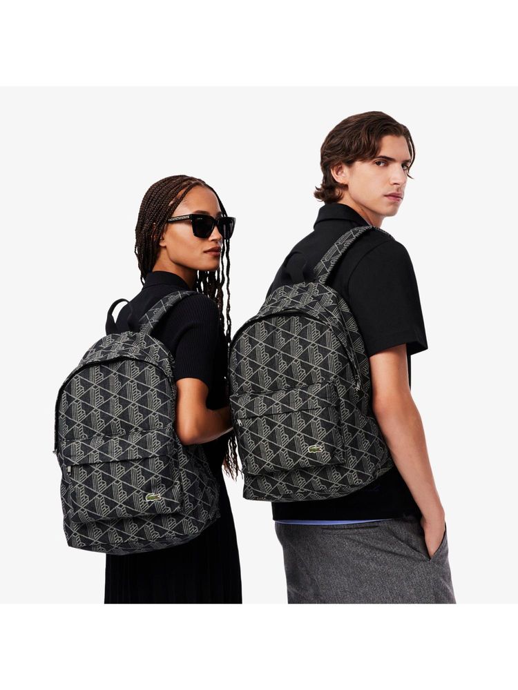 Lacoste Grey Neocroc Jacquard Motif Backpack-image-1