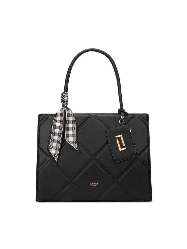 Lavie Luxe Women's Quare 14 Inch Laptop Satchel Handbag (Black)-picture-16