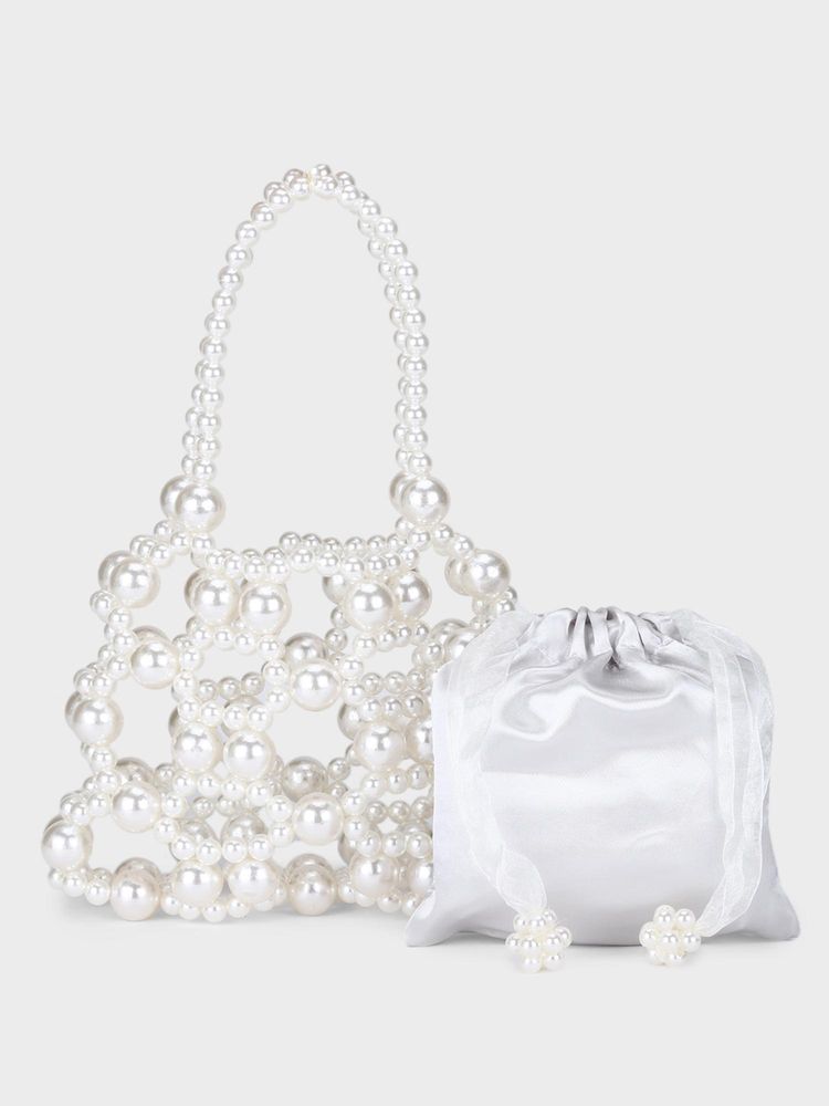 MINI WESST White Pearl Women Clutch-image-45