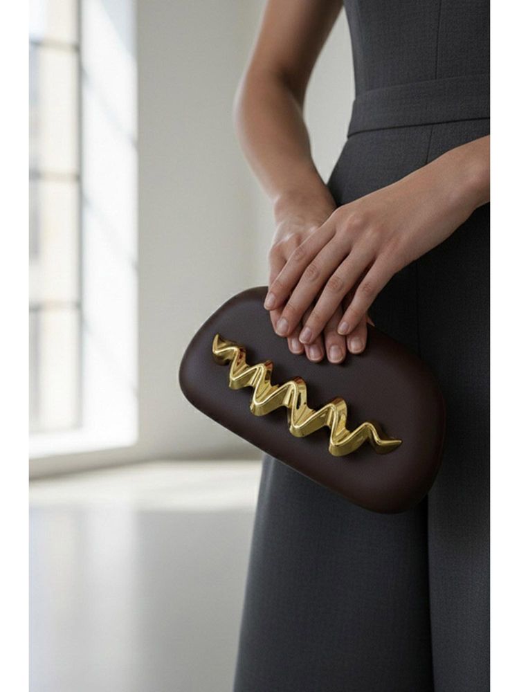 MINI WESST Brown Leather Women Clutch-image-20