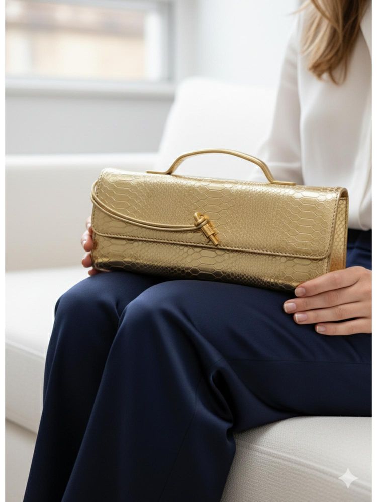 MINI WESST Gold Leather Women Clutch-image-47