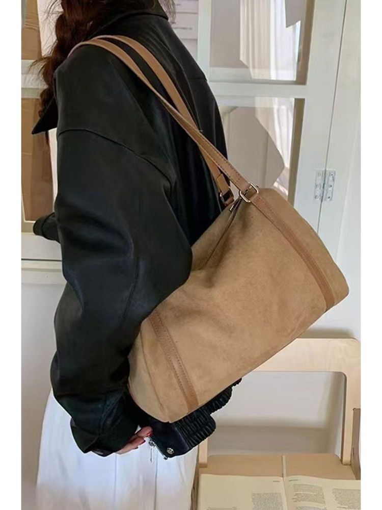 MINI WESST Khaki Suede Women Duffle Bag-picture-20