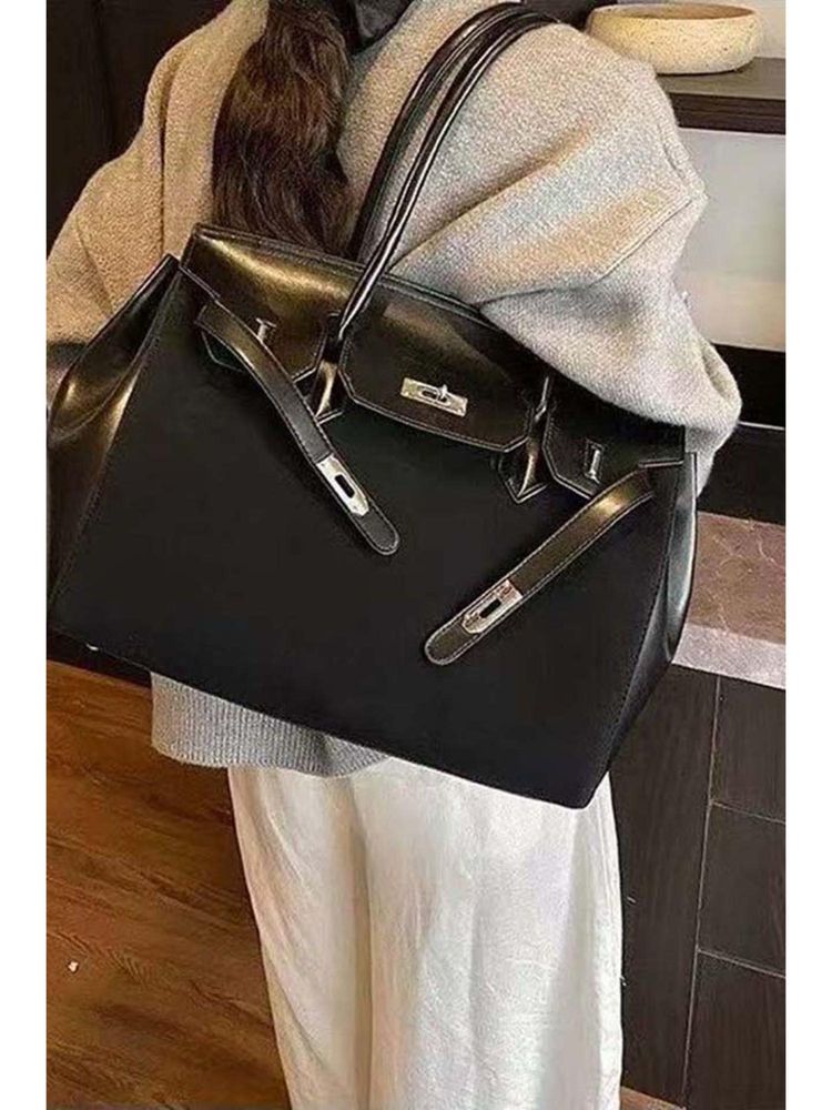 MINI WESST Black Suede Women Tote Bag-image-26