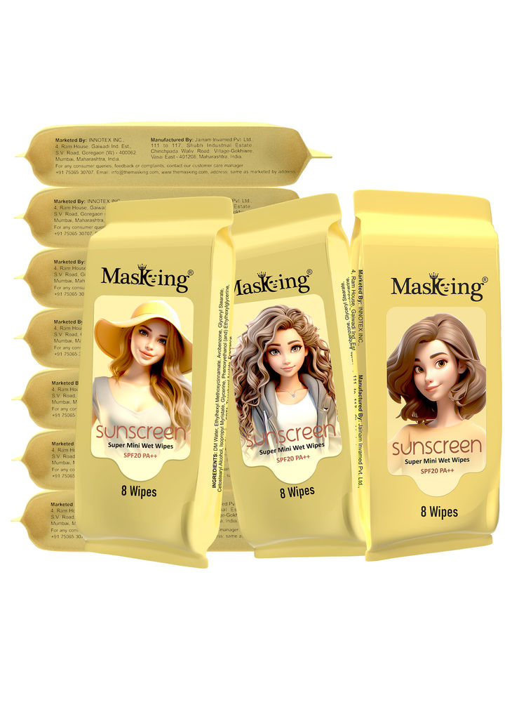 Masking Supermini Sunscreen SPF 20 PA ++ Wipes - Pack of 10-picture-15