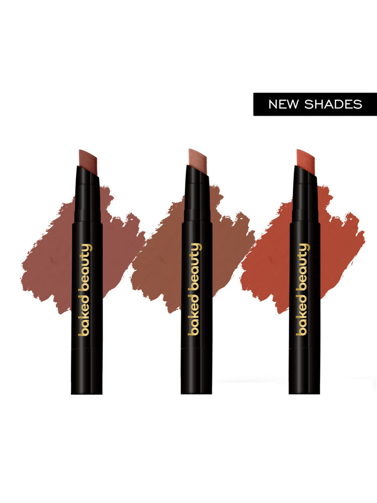 Baked Beauty My Crayon Brownie Bite Matte Lip Cream Lipsticks - Pack Of 3-image-33