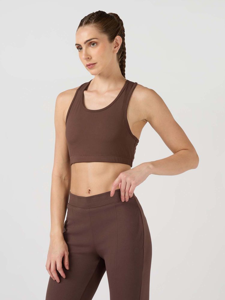 Technosport Brown Solid/Plain Regular Sports Bra-picture-20