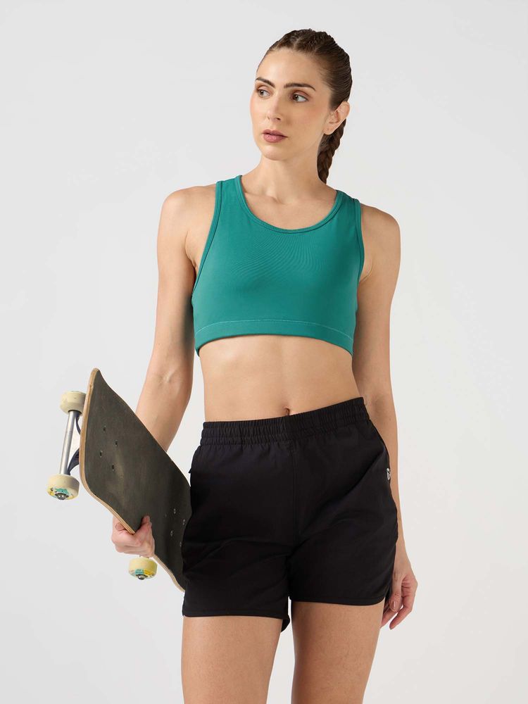 Technosport Turquoise Solid/Plain Regular Sports Bra-image-15
