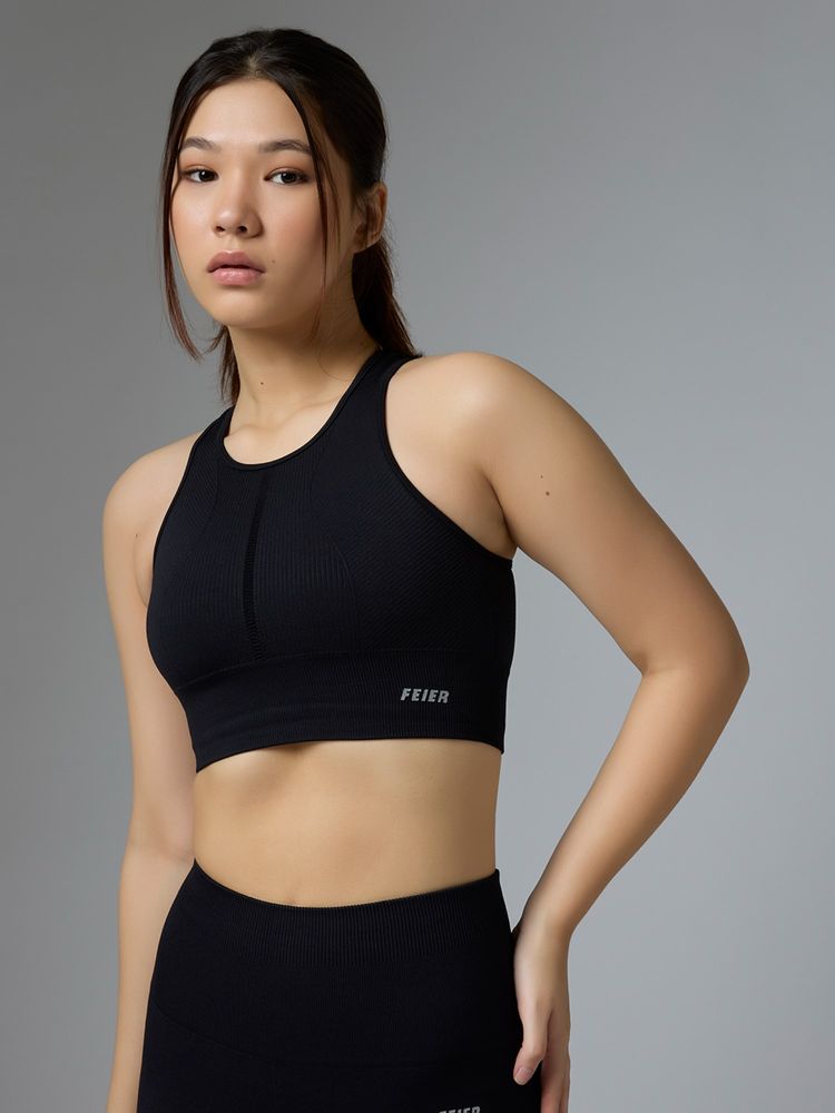 FEIER Black Nylon Sports Bra-image-16