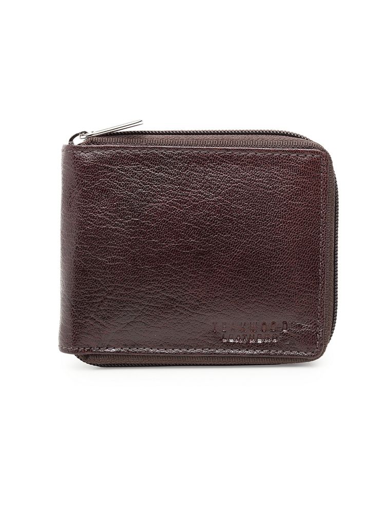 Teakwood Leathers Men Brown Solid Genuine Leather Zip Around Wallet-picture-12