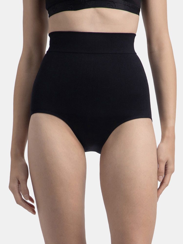 Jockey SH14 Women High Waist Microfiber Elastane Seam free Bikini Shapewear - Black-image-18
