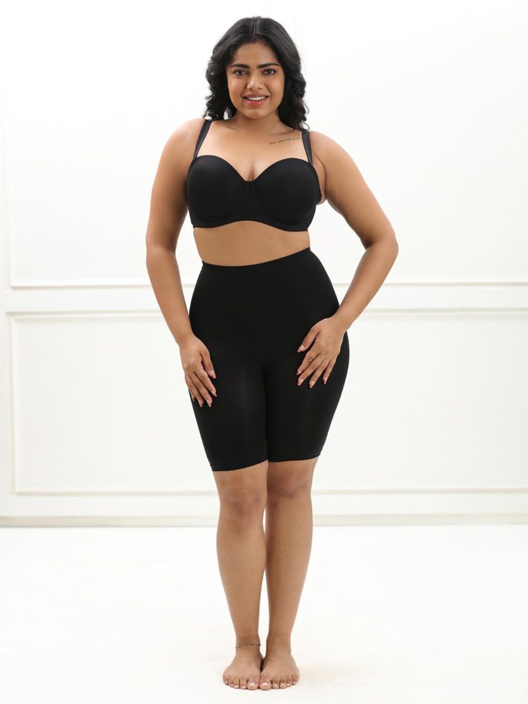 Underneat Women Seamless High Waist Butt Lifting Body Shaper Shorts Low Compression Black-picture-28