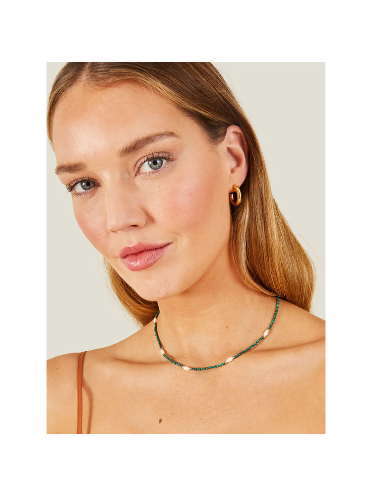 Accessorize London Green Gold Plated Stones Necklace-picture-11