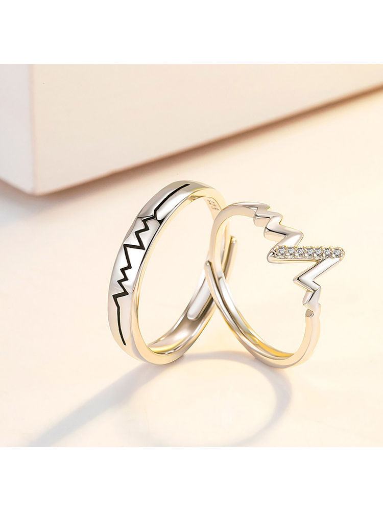 Aatmana White Silver Plated Stones Rings (Set of 2)-picture-10