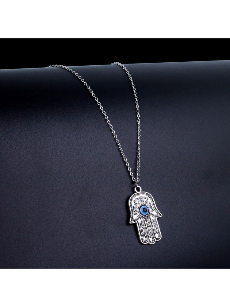 Aatmana Blue Silver Plated Stones Necklace-picture-19
