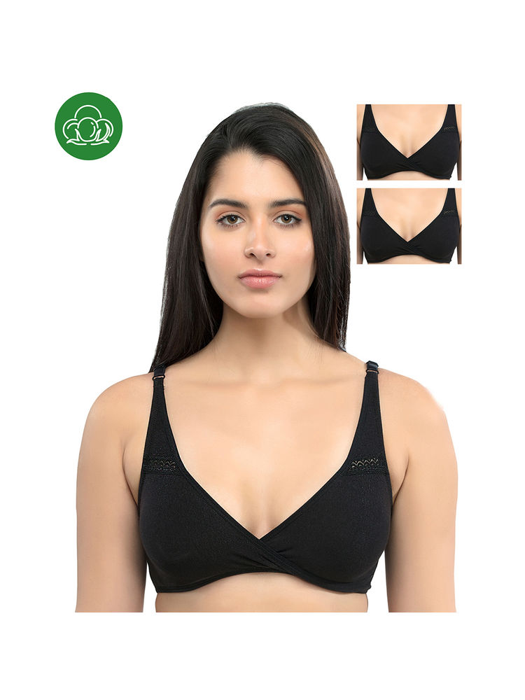 Inner Sense Organic Antimicrobial Sleeping/Feeding Bra Pack Of 3 - Black-picture-35