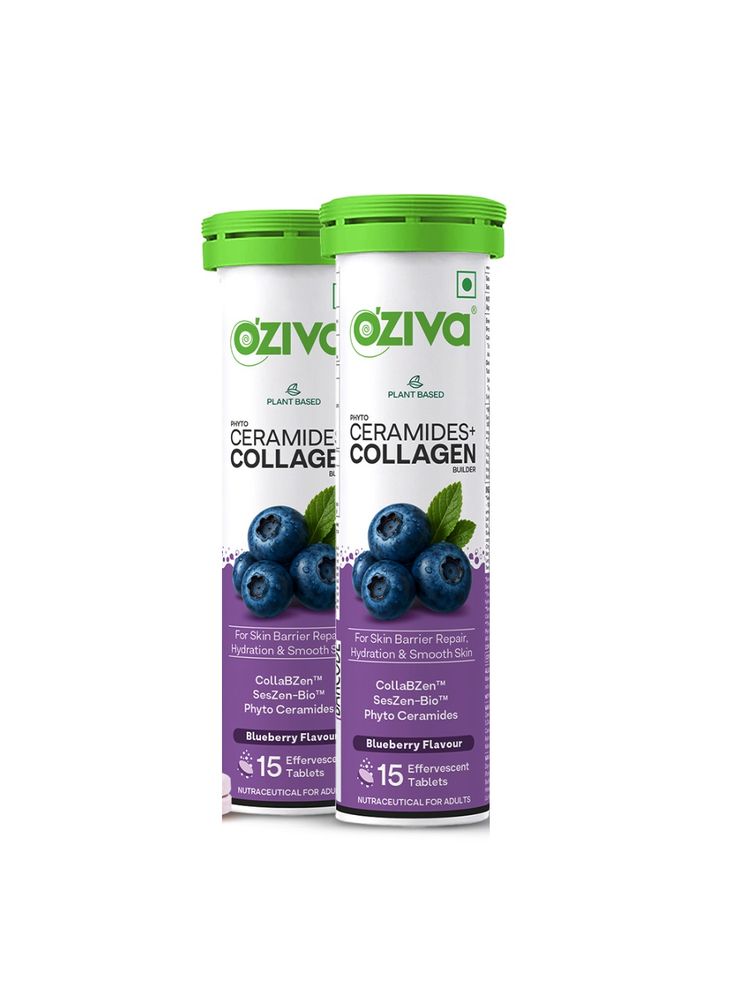 Oziva Phyto Ceramides+ Collagen Builder Blueberry Tablets - Pack Of 2