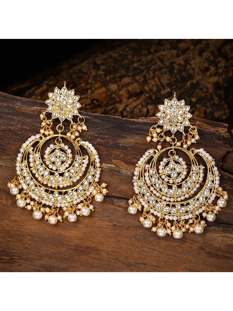 Zaveri Pearls Gold Tone Kundan & Pearls Traditional Dangle Earring - ZPFK8651