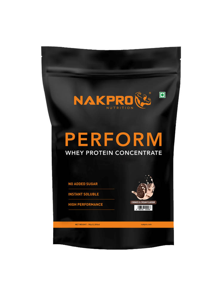 NAKPRO Perform Whey Protein Concentrate Supplement Powder - Cookies & Cream Flavour