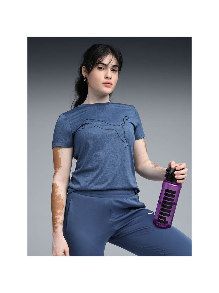 Puma Navy Blue Train All Day Heather Logo Women Training T-Shirt-picture-21